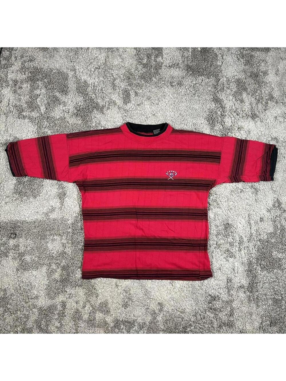 Vintage Red and black striped vintage 90s long sleeve shirt clothing
